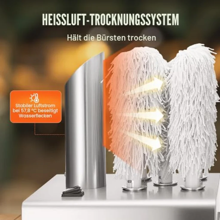 VEVOR Gläserpoliermaschine, elektrische Weinglas-Poliermaschine mit 330 Tassen/h, 5 abnehmbaren Polierköpfen, Edelstahl 304, Heißlufttrocknungstechnologie – Bild 4