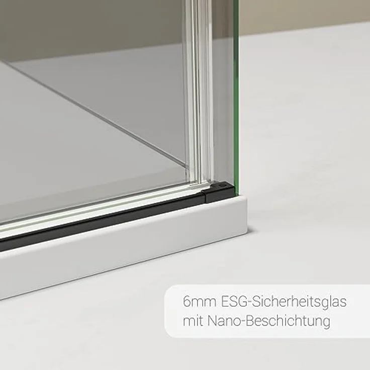 Bernstein Eckdusche NT806 FLEX, Schiebetür mit 8mm ESG-Sicherheitsglas, Graues Glas, Schwarz Matt, 90cm Seitenwand, Türanschlag wahlweise links oder rechts – Bild 5