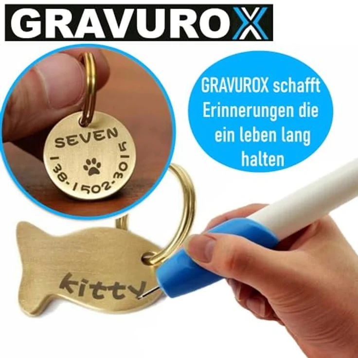 MAVURA GRAVUROX elektrischer Gravierstift, tragbarer Gravurstift für Metall, Kunststoff, Glas, Holz und Leder, kabellos, 17,5 cm – Bild 2