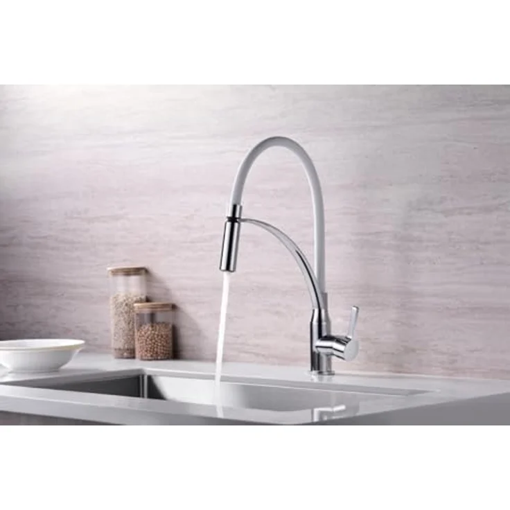 Primaster Küchenarmatur Neuss, verchromt mit Handbrause und wassersparender Eco-Click-Funktion, silber – Bild 5