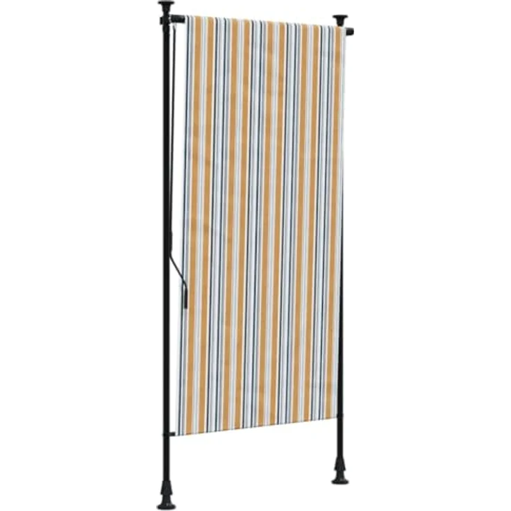 vidaXL Markise Außenrollo Gelb und Weiß 100x270 cm Stoff und Stahl, UV-beständig, einziehbar, verstellbare Höhe – Bild 3