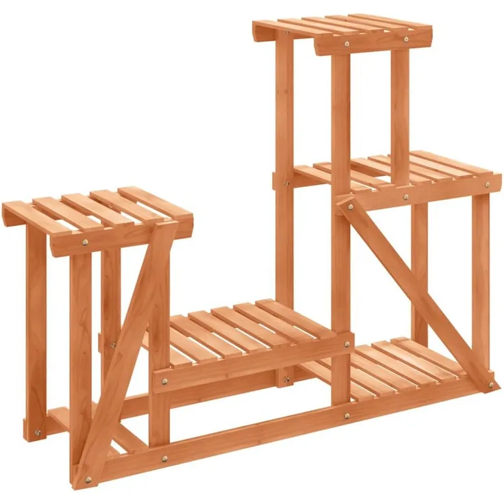vidaXL Blumenständer, Pflanzständer 90x25x73,5 cm Massivholz Tanne, Retro-Design, Wandhalterung enthalten