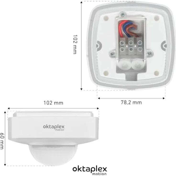 Oktaplex motion Tim Bewegungsmelder, 360 Grad PIR Sensor IP65 für außen, inkl. Fernbedienung, Erfassungsbereich bis 18 m, weiß – Bild 6