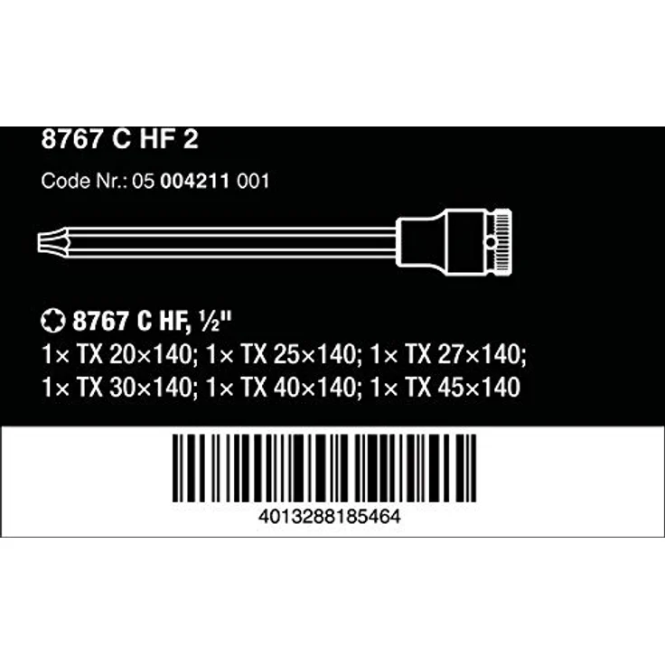 ELC Wera 8767 C TORX® HF 2 Zyklop Bitnuss-Satz mit Haltefunktion, 1/2", matt verchromt, 9 Einsätze für TORX®-Schrauben T20-T60 – Bild 2