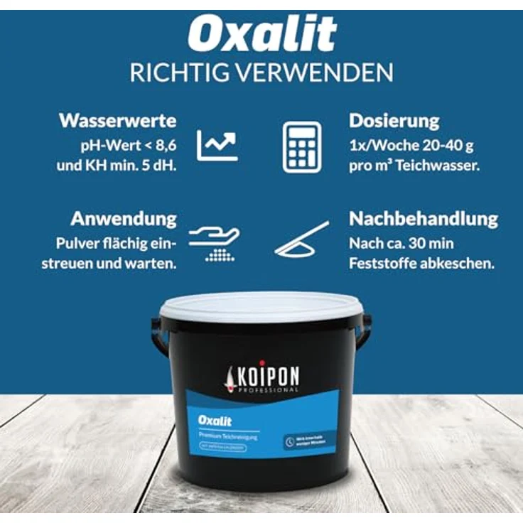 KOIPON Oxalit 1 kg Teichschlammentferner, aktiver Sauerstoff für gezielte Teichreinigung von Laub und Ablagerungen – Bild 3