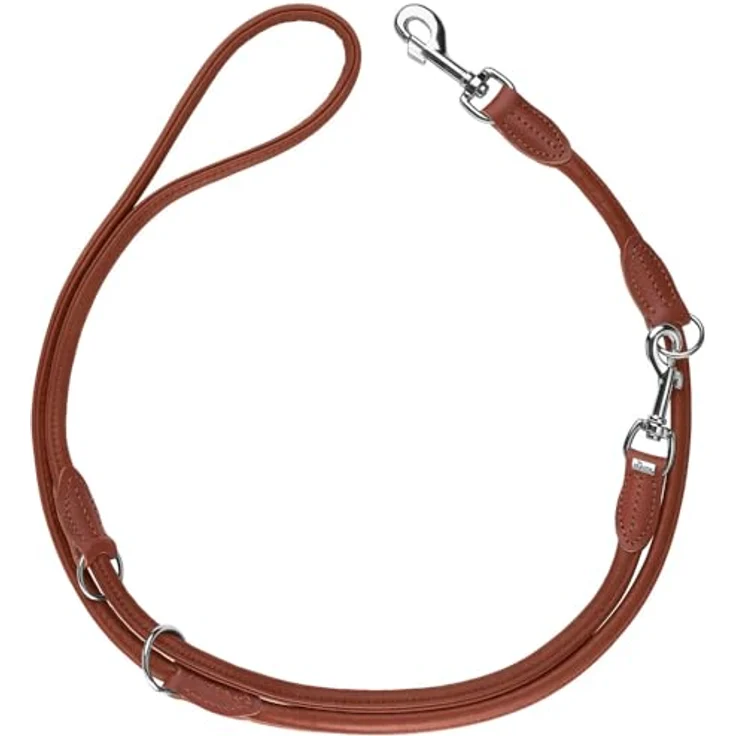 HUNTER Verstellbare Führleine Round & Soft Canadian Up Farbe Cognac, Größe 8/200 - Vielseitige Premiumleder-Leine für Hunde, Made in Germany – Bild 1