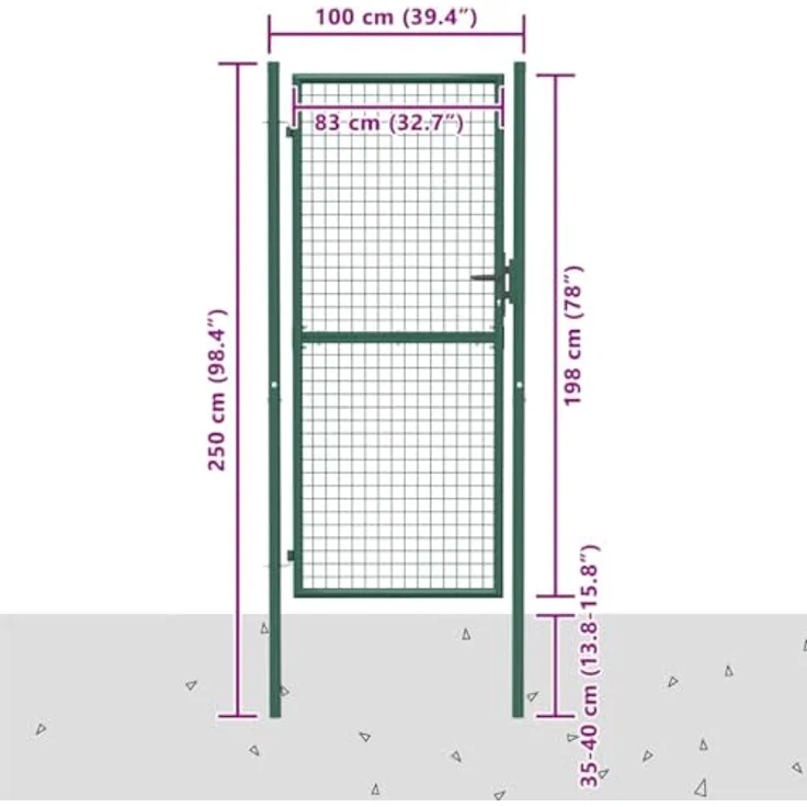 vidaXL Zauntor Stahl 100x200 cm grün – Bild 4