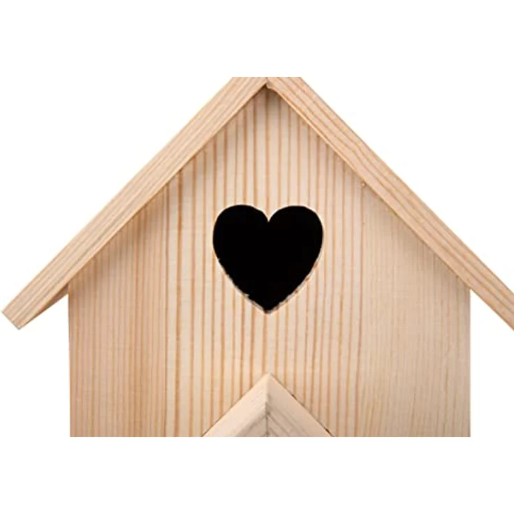 Rayher Holz-Vogelhaus XL, FSC-zertifiziertes Kiefernholz, Maße 22 x 19 x 39 cm, Natur, mit zwei Einfluglöchern und reinigungsfreundlichem Türchen – Bild 5