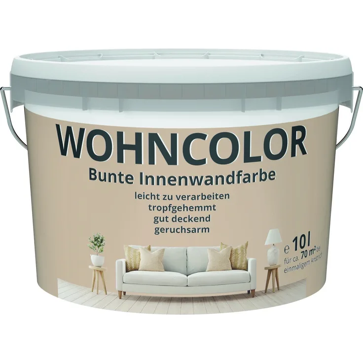 Primaster Wohncolor Wandfarbe kaffeezauber, 10 L Innendispersionsfarbe mit hoher Deckkraft und waschbeständiger, matte Oberfläche