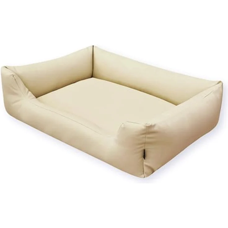 4L Textil Mario Wasserfestes Hundebett aus Kunstleder 100x70 cm Beige(Hundekorb) - Robust, wasserabweisend, leicht zu reinigen, für mittelgroße Hunde geeignet – Bild 2