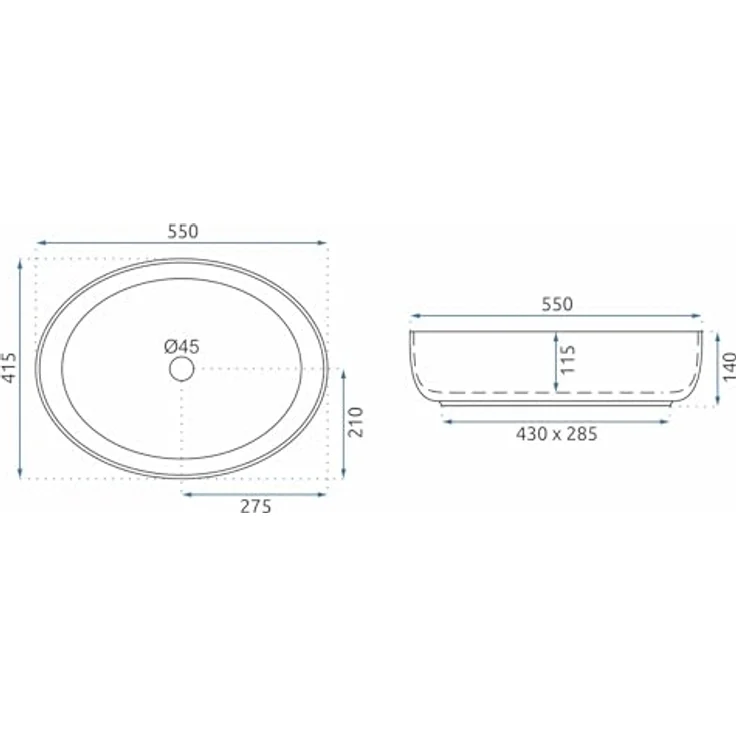 wohnwerk.idee Aufsatzwaschbecken Keramik Weiß 55x41,5cm Queen - Geräumiges Design, strapazierfähiges Material, einfache Installation – Bild 8