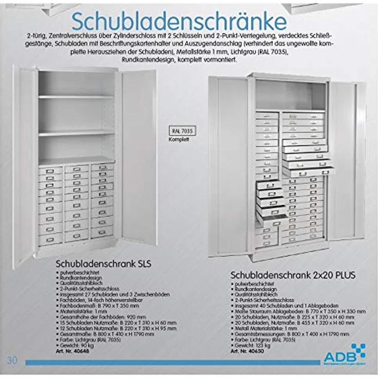 Adb Betriebseinrichtungen Gmbh - ADB Schubladenschrank Werkzeugschrank Materialschrank Magazinschrank 27 Schubs – Bild 4
