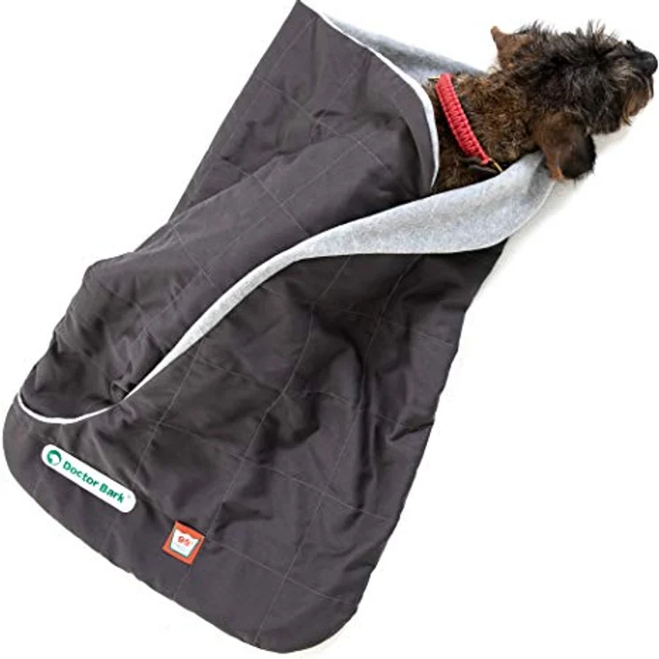 Doctor Bark Hundeschlafsack, flauschig und weich gefüttert, wärmend und atmungsaktiv, strapazierfähiger Schlafsack für mittelgroße Hunde, waschbar bis 95°C, Trockner geeignet (M - Grau) – Bild 4