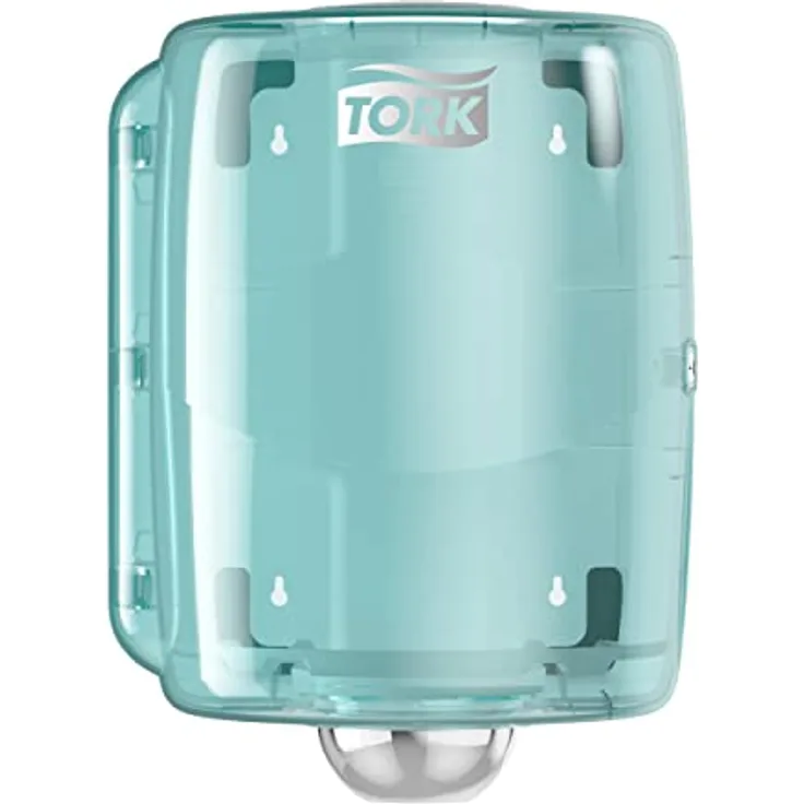 Tork Maxi Innenabrollungsspender W2, robuster Papierhandtuchspender in Weiß und Türkis, spritzwassergeschützte Haube, 44,7 cm × 32,8 cm × 30,2 cm, 653000