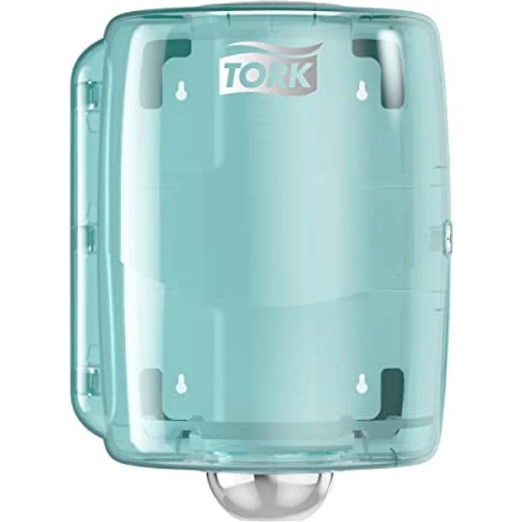 Tork Maxi Innenabrollungsspender W2, robuster Papierhandtuchspender in Weiß und Türkis, spritzwassergeschützte Haube, 44,7 cm × 32,8 cm × 30,2 cm, 653000 – Bild 1