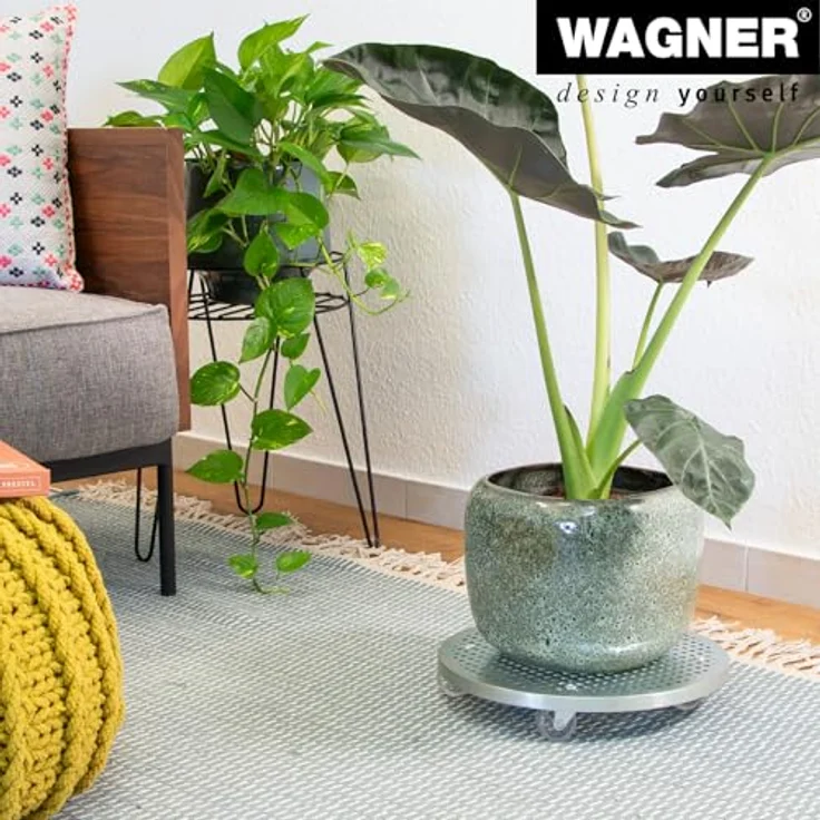 WAGNER Pflanzenroller Steel Retro, Ø 30 cm, verzinkter Stahl mit transparenten Rollen, Tragkraft 50 kg, für Innen- und Außenbereiche – Bild 2