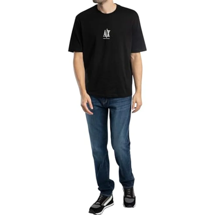 Armani Exchange Herren T-Shirt, Schwarz, Slim-Fit mit gesticktem Logo, Größe M – Bild 5
