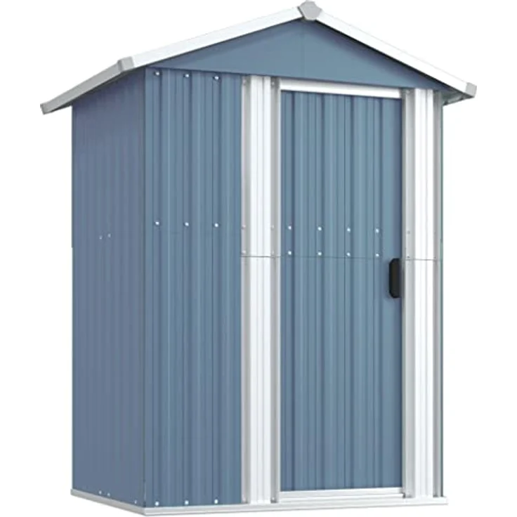 vidaXL Geräteschuppen Grau 126x97,5x177 cm Verzinkter Stahl – Bild 1