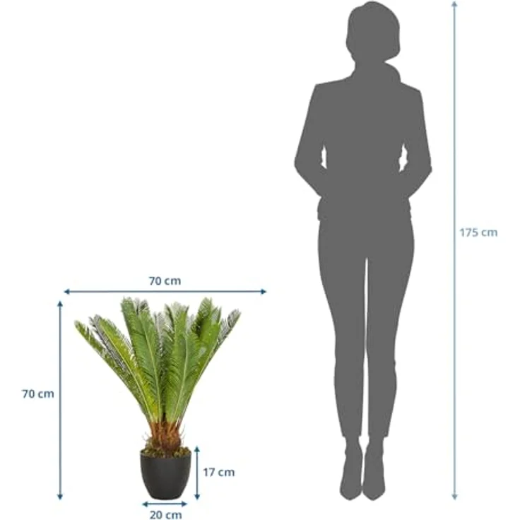 MID.YOU Kunstpflanze Grün, Kunststoff, 70x70x70 cm, inkl. Topf, Real-Touch-Oberfläche – Bild 6