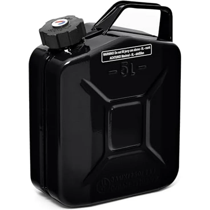 BW® Benzinkanister Metall 3x 5 Liter, Kraftstoffkanister Schwarz RAL 9005, TÜV-geprüft, UN-zugelassen, aus 0,8mm Stahl nach DIN 7274, Made in Europe – Bild 3