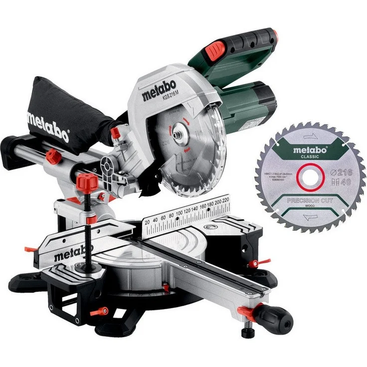 Metabo KGS 216 M Set, Kappsäge mit 2. Hartmetall-Sägeblatt, werkzeug in Aluminiumglanz – Bild 1