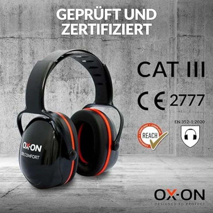 Ox-On Gehörschützer D1 Comfort, effektiver Gehörschutz in schwarz – Bild 6