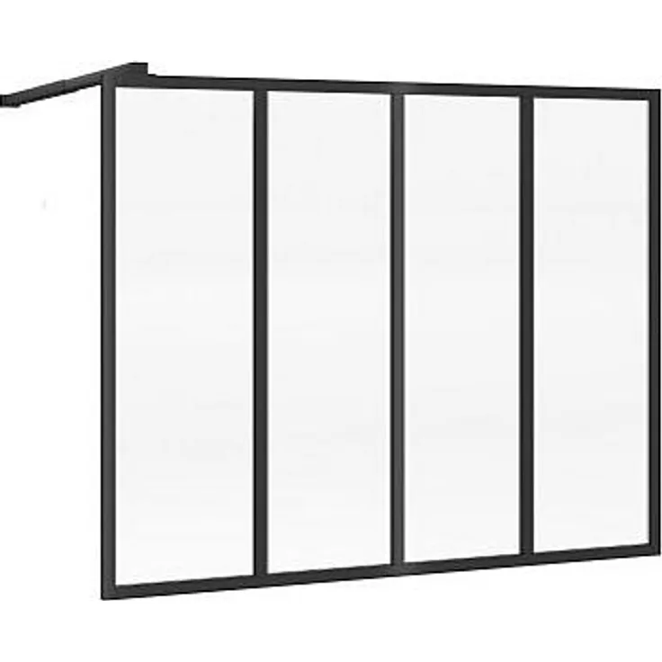 Vente-unique ZONIVRA Industriestil-Wandpaneel, Duschwand in Matt Schwarz, 120 × 100 cm, 4-teiliges Design aus 5 mm gehärtetem Glas und Aluminiumprofil, wendbare Installation