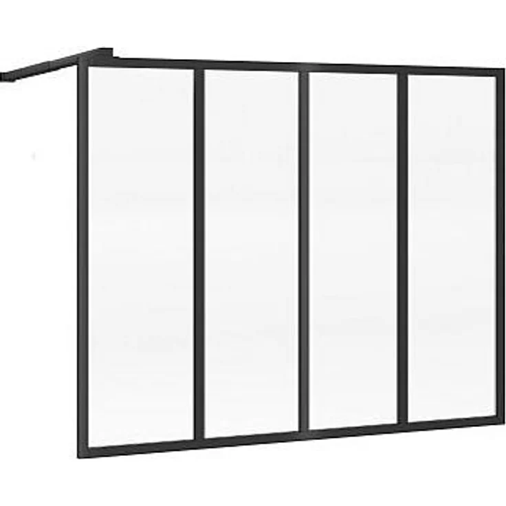 Vente-unique ZONIVRA Industriestil-Wandpaneel, Duschwand in Matt Schwarz, 120 × 100 cm, 4-teiliges Design aus 5 mm gehärtetem Glas und Aluminiumprofil, wendbare Installation