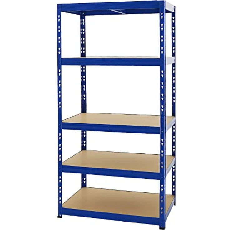 Proregal Schwerlastregal Tiger, H 180 cm x B 90 cm x T 60 cm, 5 Böden, Traglast 265 kg pro Boden, Steckmontage, Blau – Bild 7