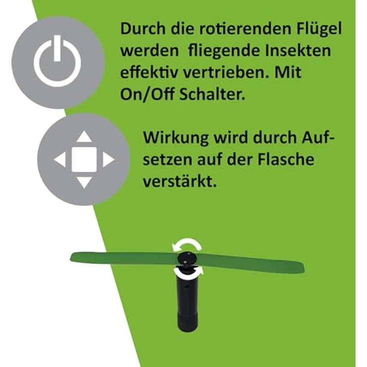 ISOTRONIC Wespenwedler Fliegenwedler mit Flaschenaufsatz I Fliegenabwehr I Fliegenvertreiber I Insektenschutz Lebensmittel I Fliegenklatsche 2.0 I gegen Fliegen Wespen (2) – Bild 3