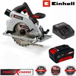 Einhell Akku-Handkreissäge Einhell Handkreissäge TE-CS 18/150 Li - 18V mit Akku 4.0 Ah, Ladegerät - Mitglied der Power X-Change Familie, Klein, leicht und handlich, LED-Ausleuchtung, Spindelarretierung, kompatibel mit Führungsschiene