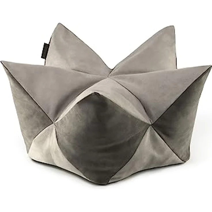 lionto Kronenkissen Sternenkissen Hundebett Katzenbett Haustierkissen, 60x35 cm grau/hellgrau – Bild 1