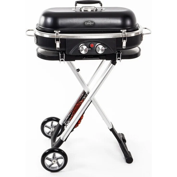 Camp4 Reimo Trolley Grill mit 2 Kochplatten, Trolley-System, 2 Ablagen und zusätzlicher Netz-Ablage