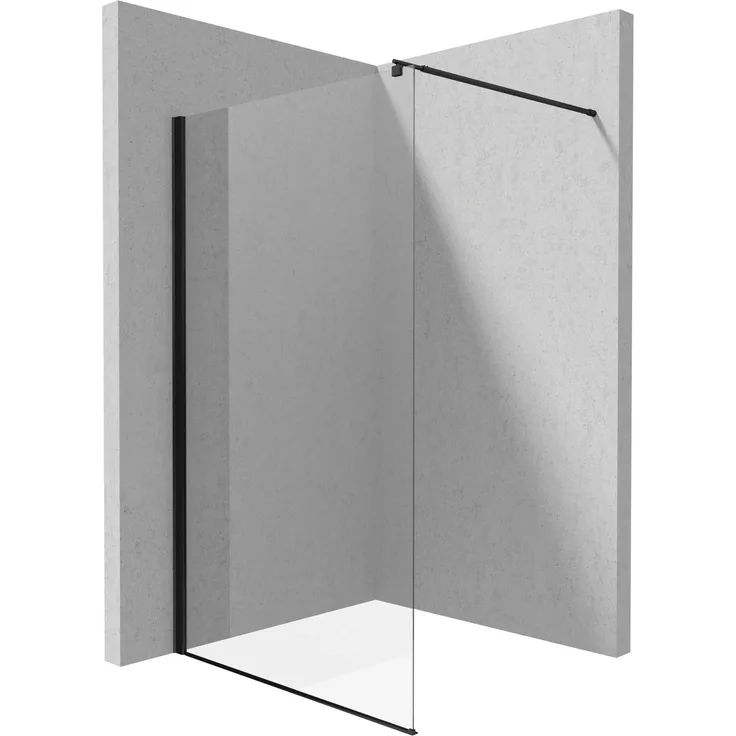 DEANTE Duschabtrennung Kerria Plus, begehbar, 140 cm, 6 mm Sicherheitsglas, Active Cover-Beschichtung, Montage auf Duschtasse oder Fliesen