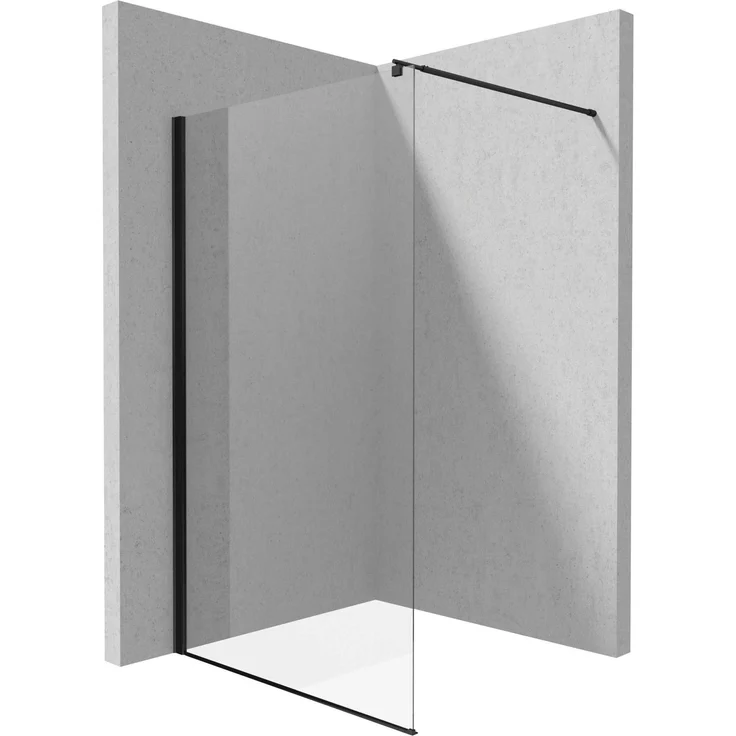 DEANTE Duschabtrennung Kerria Plus, begehbar, 140 cm, 6 mm Sicherheitsglas, Active Cover-Beschichtung, Montage auf Duschtasse oder Fliesen