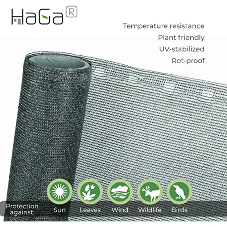 HaGa® Zaunblende 0,9m x 1m (Meterware) - 85% Schattierwirkung in anthrazit - effektiver Sichtschutz für Zaun und Terrasse - Sonnenschutzgewebe Tennisblende Windschutz - Sonnenschutz – Bild 4