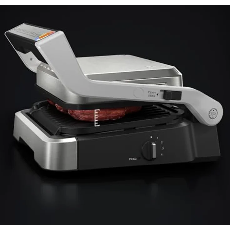 Tefal GC772D OptiGrill 2in1 intelligenter Kontaktgrill | 2in1 Grillen und BBQ | 9 automatische Programme | misst die Dicke des Garguts | inkl. Rezepte-App | Edelstahl/Schwarz – Bild 4