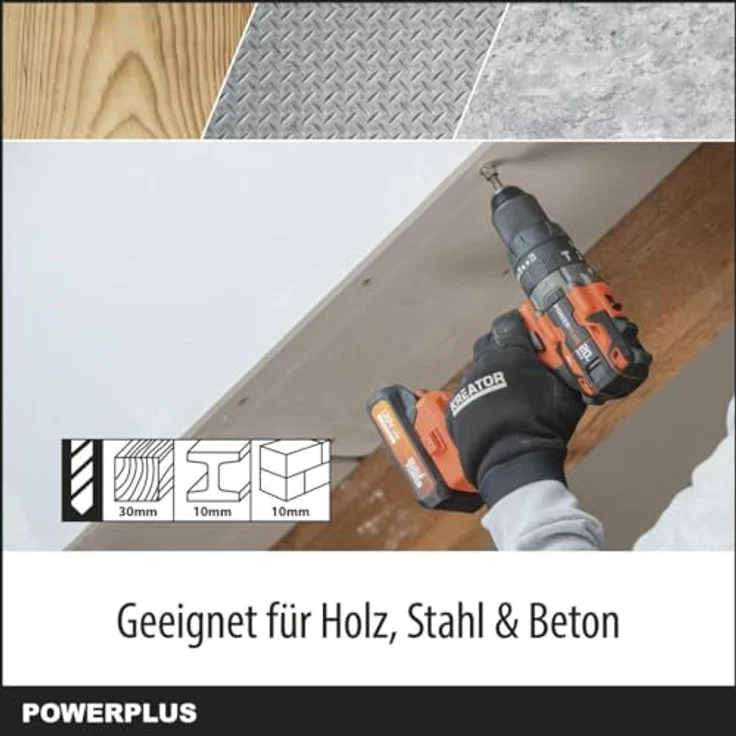 POWER plus Dual Power Akku-Schlagbohrmaschine POWDP15220-3: 20V, 65 Nm, 3-in-1 Funktion, LED-Licht, Ohne Akku und Ladegerät – Bild 3