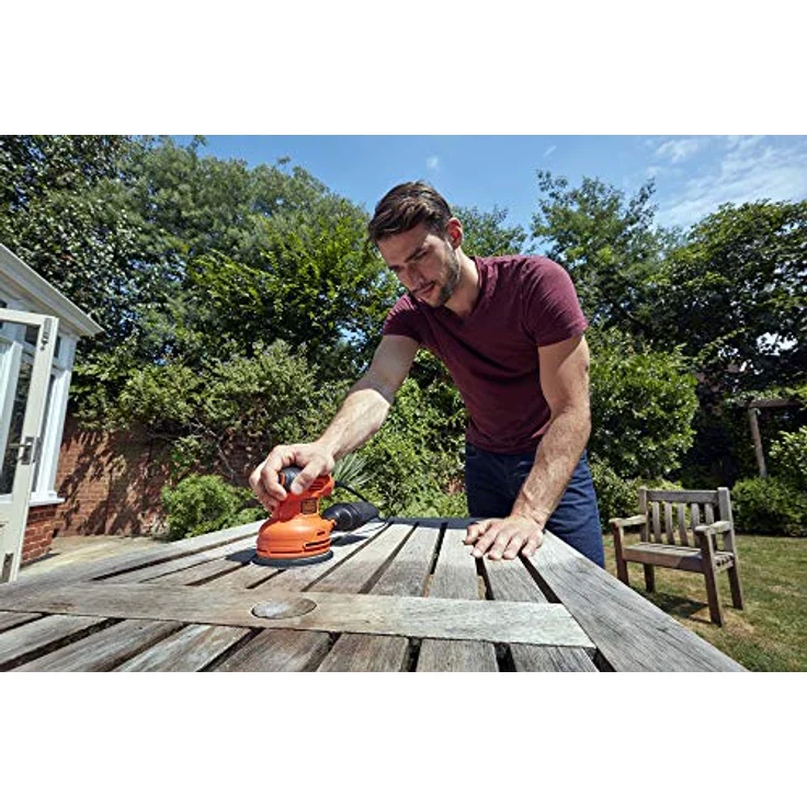 Black+Decker Exzenterschleifer (230W, Scheiben-Ø 125 mm, mit integrierter Staubabsaugung, zum Schleifen-Polieren, Ergonomisches Griffdesign, Klettfix-System, inkl. 1 Schleifpapier K120) – Bild 5
