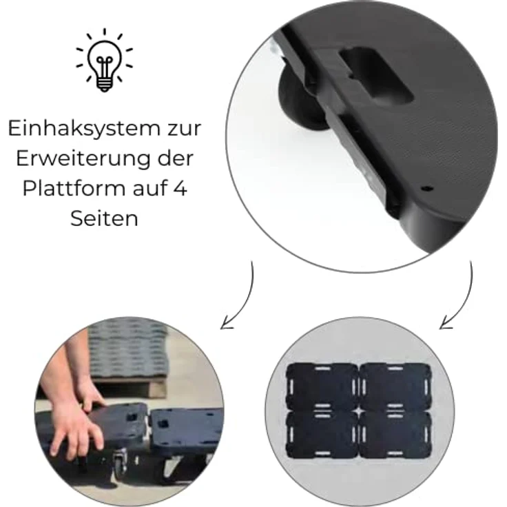 GarPet Transportroller Schwerlast mit Griff, Rollbrett für Werkstatt und Möbeltransport, schwarz, erweiterbar, kugelgelagerte Stahlräder – Bild 5