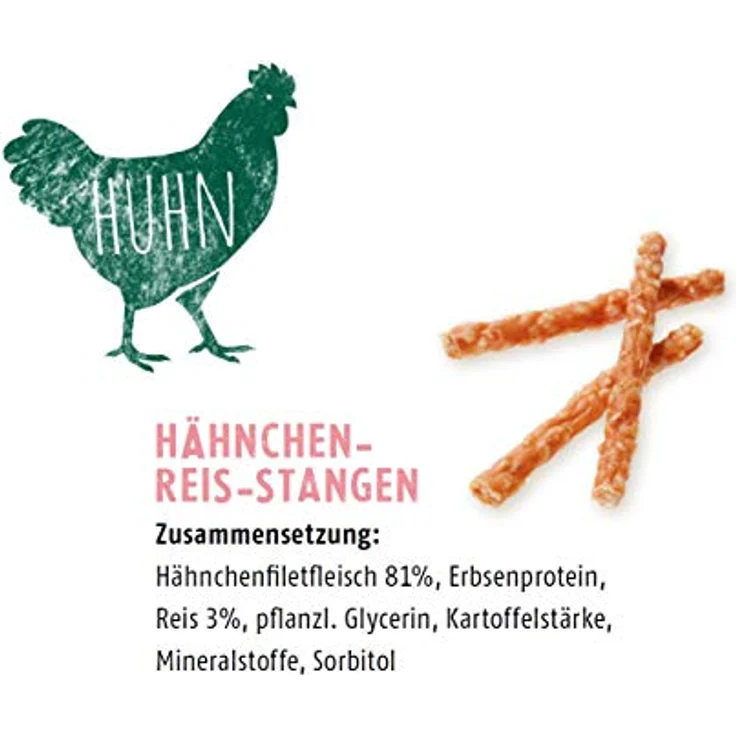Christopherus Kausticks für Hunde, Hähnchen-Reis-Stangen, Warmluftgetrocknet, Natur-Im-Biss, 70 g – Bild 3