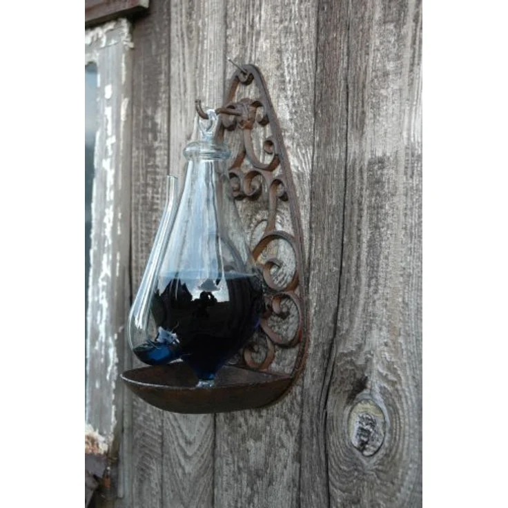 Esschert Design Glasbarometer, Wetteranzeiger mit Gusseisenhalterung, Wandhalterung und blauer Flüssigkeit, ca. 14 cm x 12 cm x 28 cm - Preisvergleich – Bild 2