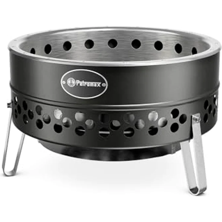Petromax Tyropit Feuerschale Schwarz – Edelstahl Feuerkorb mit Hitzeschild, standfest und rußarm, 34,9 × 57 × 57 cm – Bild 1