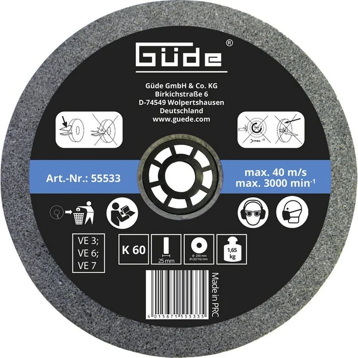 Güde Winkelschleifer Güde Schleifscheibe K 60 200 x 25 x 32 mm, Trockenschleifen, blau – Bild 1