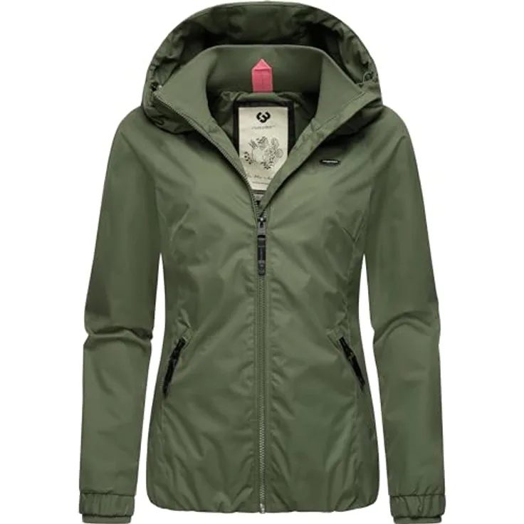 Ragwear Dizzie, Damen Arbeitsjacke, wasserdicht und winddicht mit Kapuze, grün, Größe S