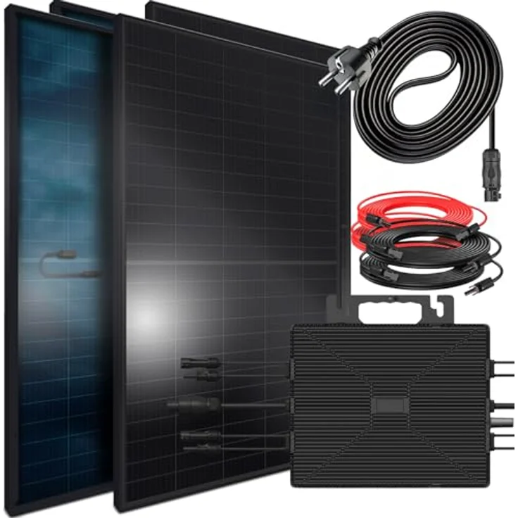 VENDOMNIA SUNNIVA® 2600W Balkonkraftwerk, 1600W Wechselrichter, 4x 500W Bifazial Glas-Glas Module, Schwarz, Plug & Play – Bild 5