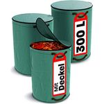 3x Gartenabfallsack 300 Liter Mit Deckel - Laubsack Mit 4 Reißfesten Griffen - Stabil - Faltbar - Wiederverwendbar - Robustes Polypropylen