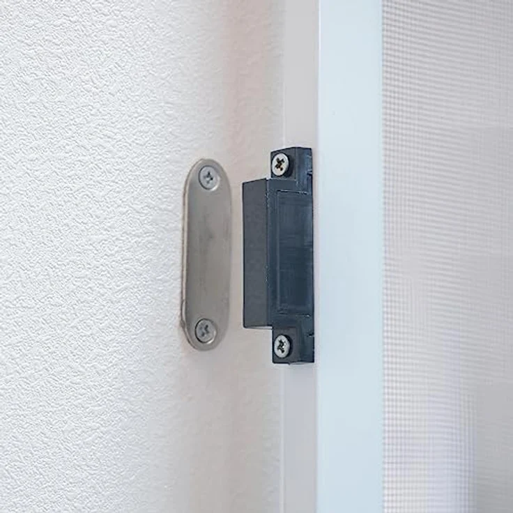 Grafner Fliegengitter Tür, Aluminiumrahmen mit Türschließer und Trittschutz, individuell zuschneidbar, Fiberglas-Gewebe, slim Design, weiß, 120 x 240 cm – Bild 5