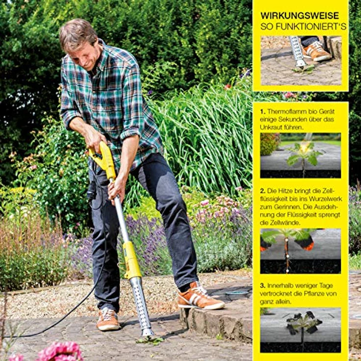 GLORIA Thermoflamm BIO Electro Abflammgerät 650°C Heissluft 230V| Elektrischer Unkrautvernichter,Unkrautbrenner | Einfache & sichere Bedienung|Hitzeschutz dank Kegeldüse| Für den unkrautfreien Garten & Gehweg(2000W) – Bild 3