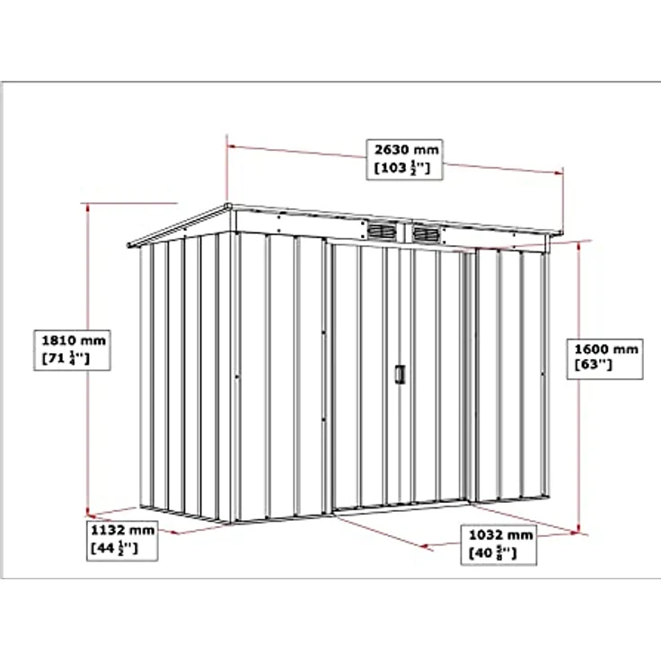 Duramax ECO 8 x 4 (2.85 m²) Metallgerätehaus mit Steildach, Gartenhaus aus feuerverzinktem Metall - Geräteschuppen, robuste und verstärkte Dachkonstruktion, wetterfester Metallschuppen, Anthrazit – Bild 4